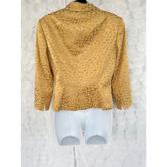 Vintage Kay Unger GOLD Damask Animal Print Blazer Jacket Evening Size 6 Formal - Picture 7 of 11